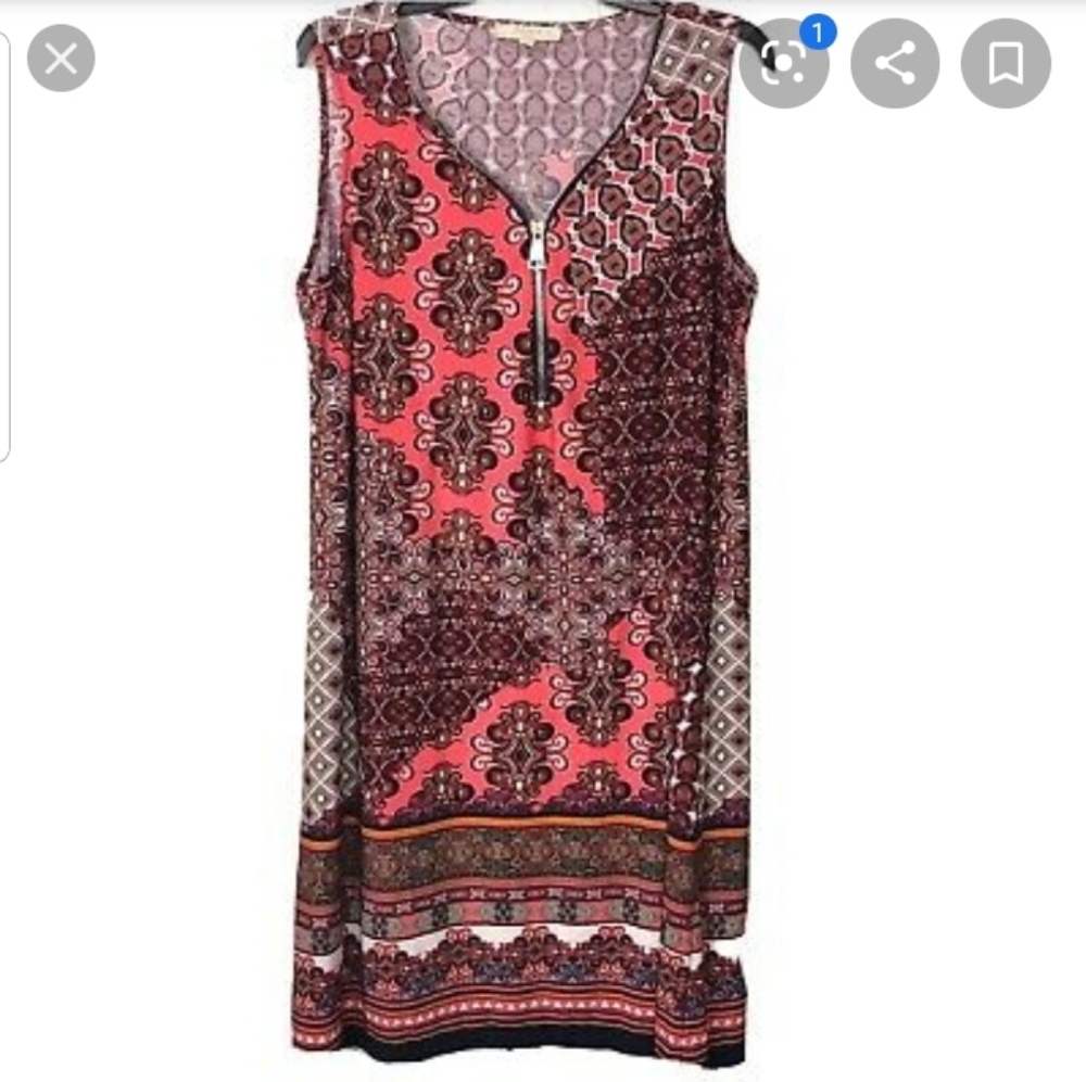 Haani Women Zipper Multi color Paisley dress 1X